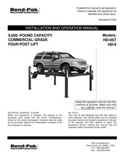 Bend-Pak HD-9ST Installation And Operation Manual