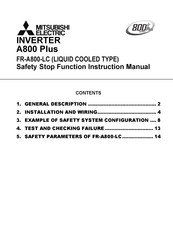 Mitsubishi Electric FR-A800-LC Safety Stop Function Instruction Manual