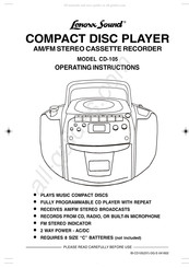 Lenoxx Sound CD-105 Operating Instructions Manual