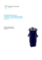 Filtration Group PiW 2175 Translation Of The Original Instructions