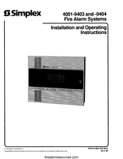 Simplex 4001-9403 Installation And Operating Instructions Manual