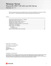 Polycom RPX HD 400 Series Release Notes