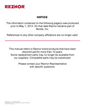 Reznor INFRA-REZ TR-H Operation, Maintenance And Service Manual