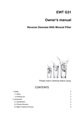EWT EWT G21 Owner's Manual