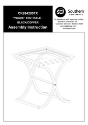 Southern Enterprises VOGUE END TABLE CK994200TX Assembly Instruction