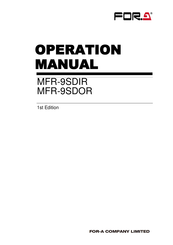 FOR-A MFR-9SDOR Operation Manual