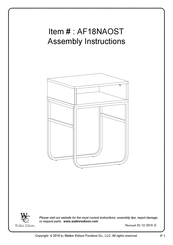 Walker Edison AF18NAOST Assembly Instructions Manual
