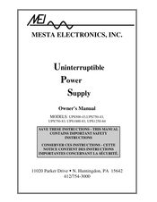 MESTA UPS1000-83 Owner's Manual