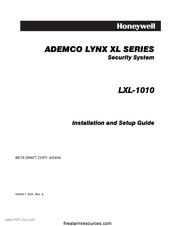 Honeywell ADEMCO LYNX XL Series Installation And Setup Manual