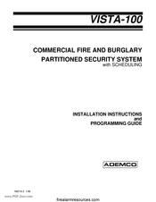 ADEMCO VISTA-100 Installation Instructions Manual