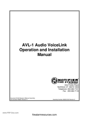 Notifier AVL-1 Operation And Installation Manual
