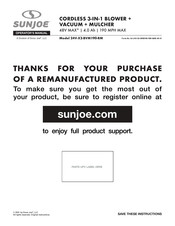 SNOWJOE sunjoe 24V-X2-BVM190-RM Operator's Manual