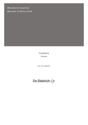 DeDietrich DFU884ES Manual To Installation