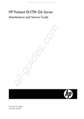 HP ProLiant DL170h G6 Maintenance And Service Manual