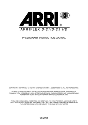 ARRI ARRIFLEX D-21 HD Preliminary Instruction Manual