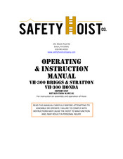 Briggs & Stratton VH-300 Operating Instructions Manual