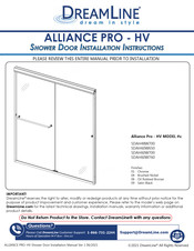 Dreamline ALLIANCE PRO SDAH48W700VTX04 Installation Instructions Manual