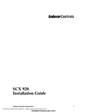 Andover Controls SCX 920 Installation Manual