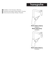 Hans Grohe Metris Select Prep 14848 Series Installation/User Instructions/Warranty