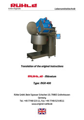 Rühle MGR 400 Translation Of The Original Instructions