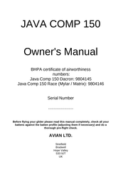 Avian Java Comp 150 Race Owner's Manual
