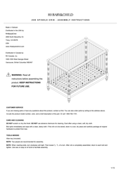 RH Baby&child ZOE SPINDLE CRIB Assembly Instructions Manual