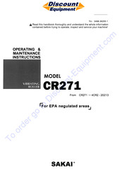 Sakai CR271 Operating & Maintenance Instructions