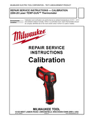 Milwaukee TEMP-GUN 2266-20 Repair Service Instructions