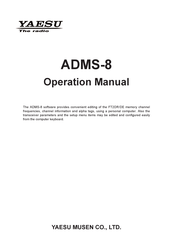 Yaesu ADMS-8 Operation Manual