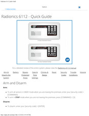 Radionics 6112 Quick Manual