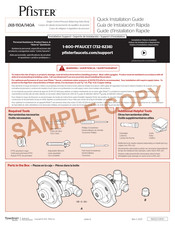 Pfister JX8-140A Quick Installation Manual