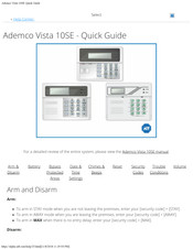 ADEMCO Ademco -10SE Quick Manual