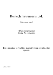 Kentech Instruments PBG7 Manual