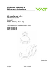 VAT 57040 Installation, Operating,  & Maintenance Instructions
