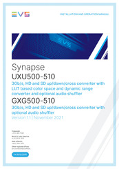 EVS Synapse UXU510 Installation And Operation Manual