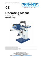 PANHANS 116 10 Operating Manual