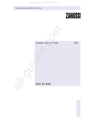 Zanussi ZCA 93 B Operating And Assembly Instruction Manual