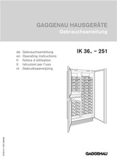 Gaggenau IK 36 251 Series Operating Instructions Manual