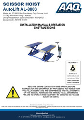 AAQ AutoLift AL-8803 Installation Manual & Operation Instructions