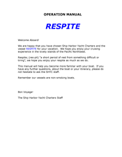 Ship Harbor Yacht Charters RESPITE Operation Manual