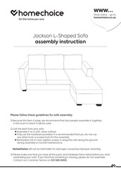 Homechoice Jackson L-Shaped Sofa Assembly Instruction
