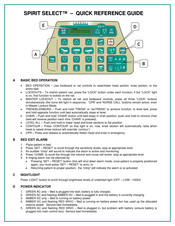 Carroll SPIRIT SELECT Quick Reference Manual