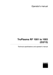 Trumpf TruPlasma RF 1002 Operator's Manual
