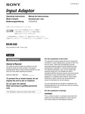 Sony BKM-500 Operating Instructions