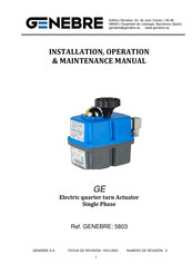 Genebre GE 5803 Installation, Operation & Maintenance Manual