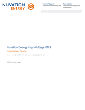 Nuvation Energy High-Voltage BMS Installation Manual