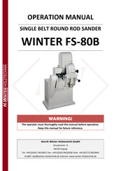 H. Winter WINTER FS-80B Operation Manual