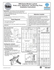 Yale 8800 Series Installation Instructions Manual