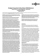 Dodge Quantis Ultra Kleen Instruction Manual
