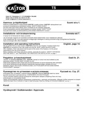 KASTOR TS-21 Installation And Operating Instructions Manual